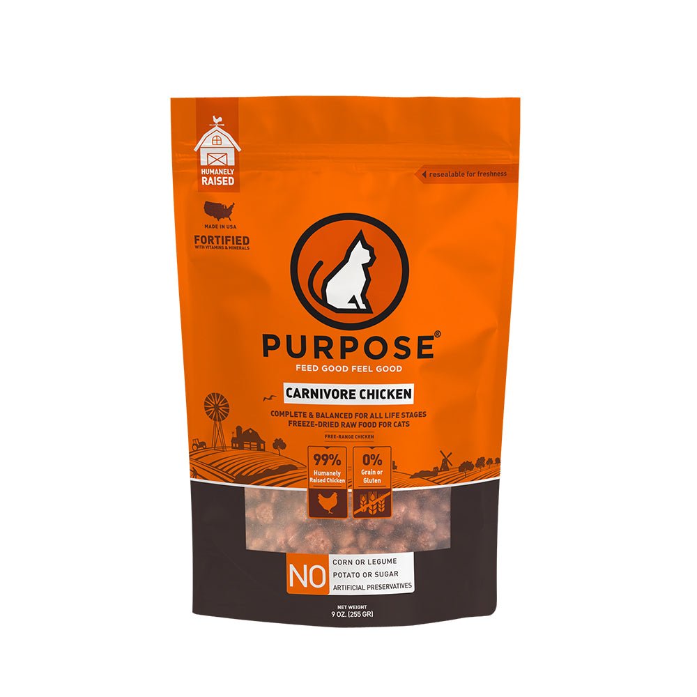 PURPOSE Freeze Dried Raw Cat Food Carnivore Chicken Freeze 9 oz.