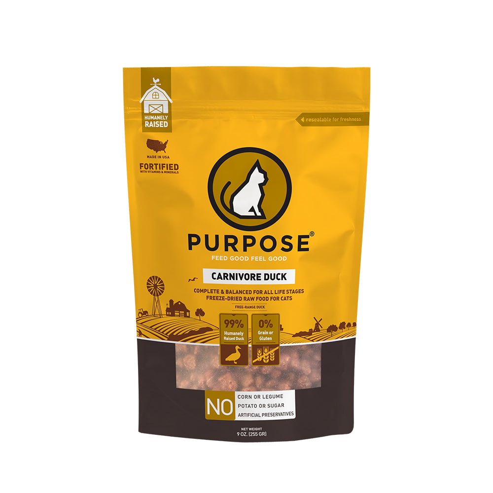 PURPOSE Freeze Dried Raw Cat Food Carnivore Duck Freeze 9 oz