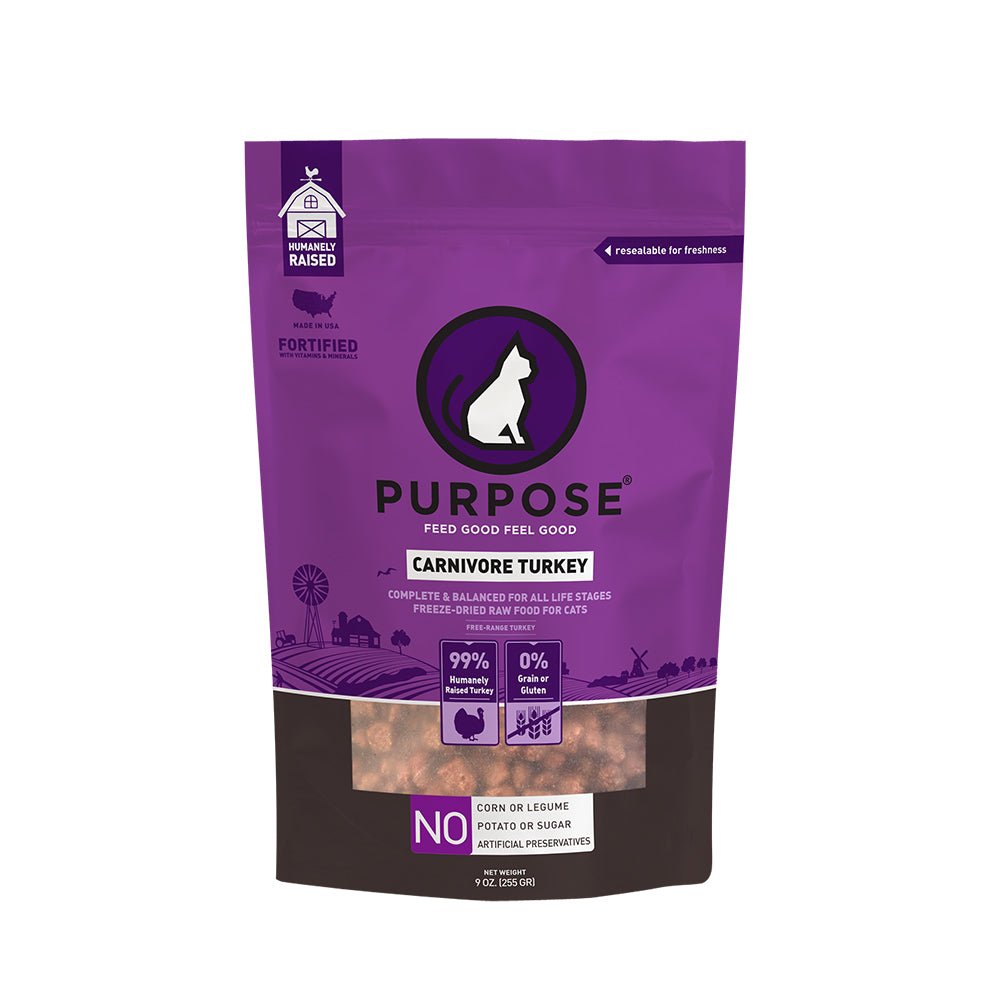 PURPOSE Freeze Dried Raw Cat Food Carnivore Turkey Freeze 9 oz