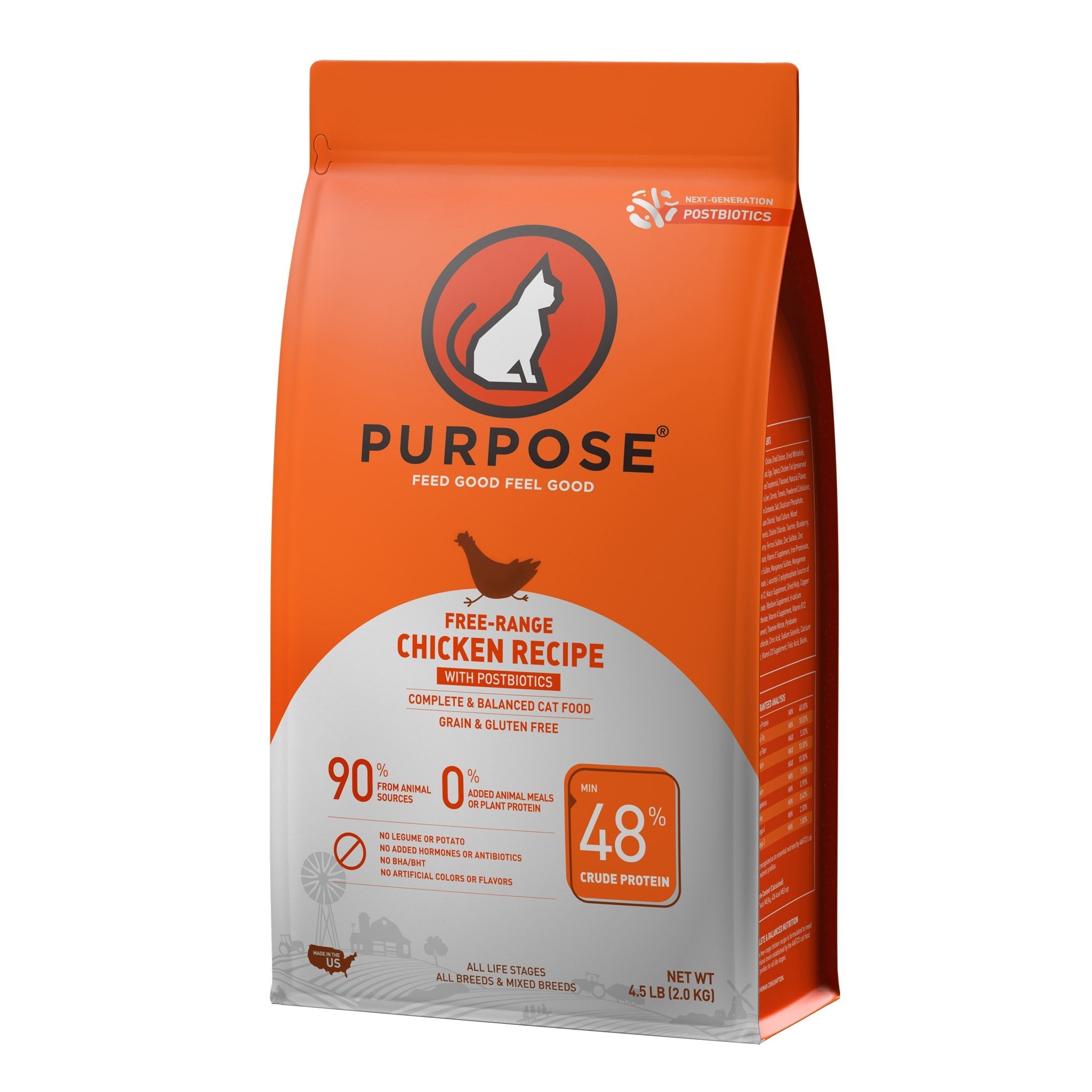 Free-Range Chicken Recipe with Postbiotics for Cats - PURPOSE PET FOOD