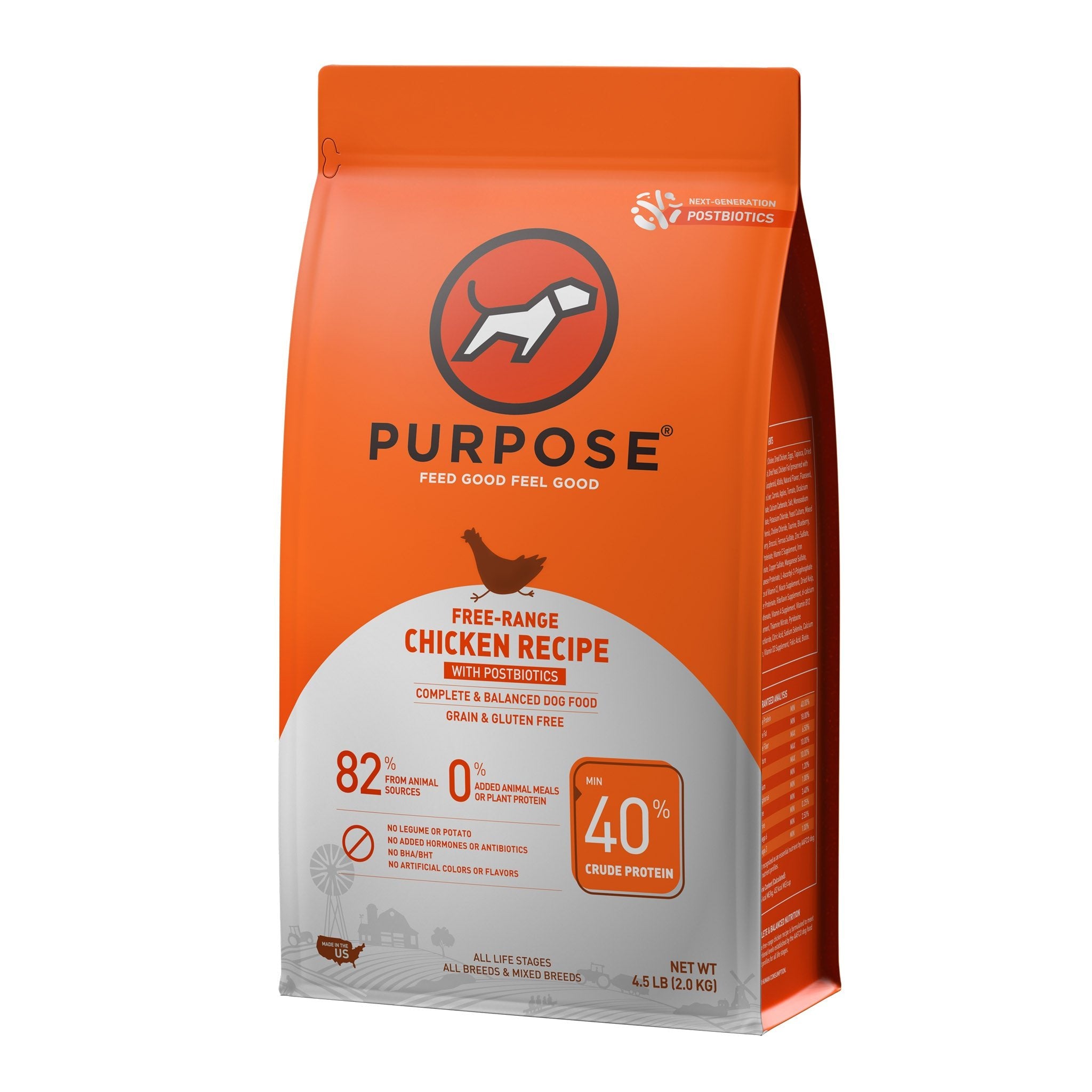 Free-Range Chicken Recipe with Postbiotics for Dogs - PURPOSE PET FOOD