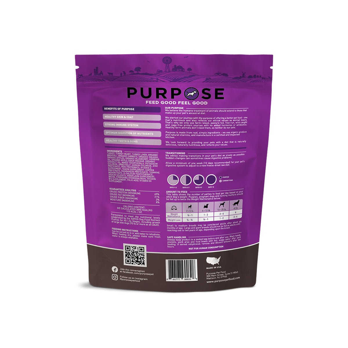 Turkey & Veggie Freeze-Dried Raw Dog Food - PURPOSE PET FOOD