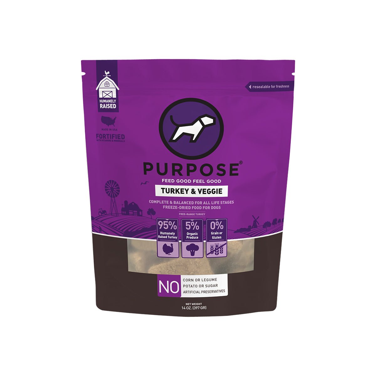 Turkey & Veggie Freeze-Dried Raw Dog Food - PURPOSE PET FOOD