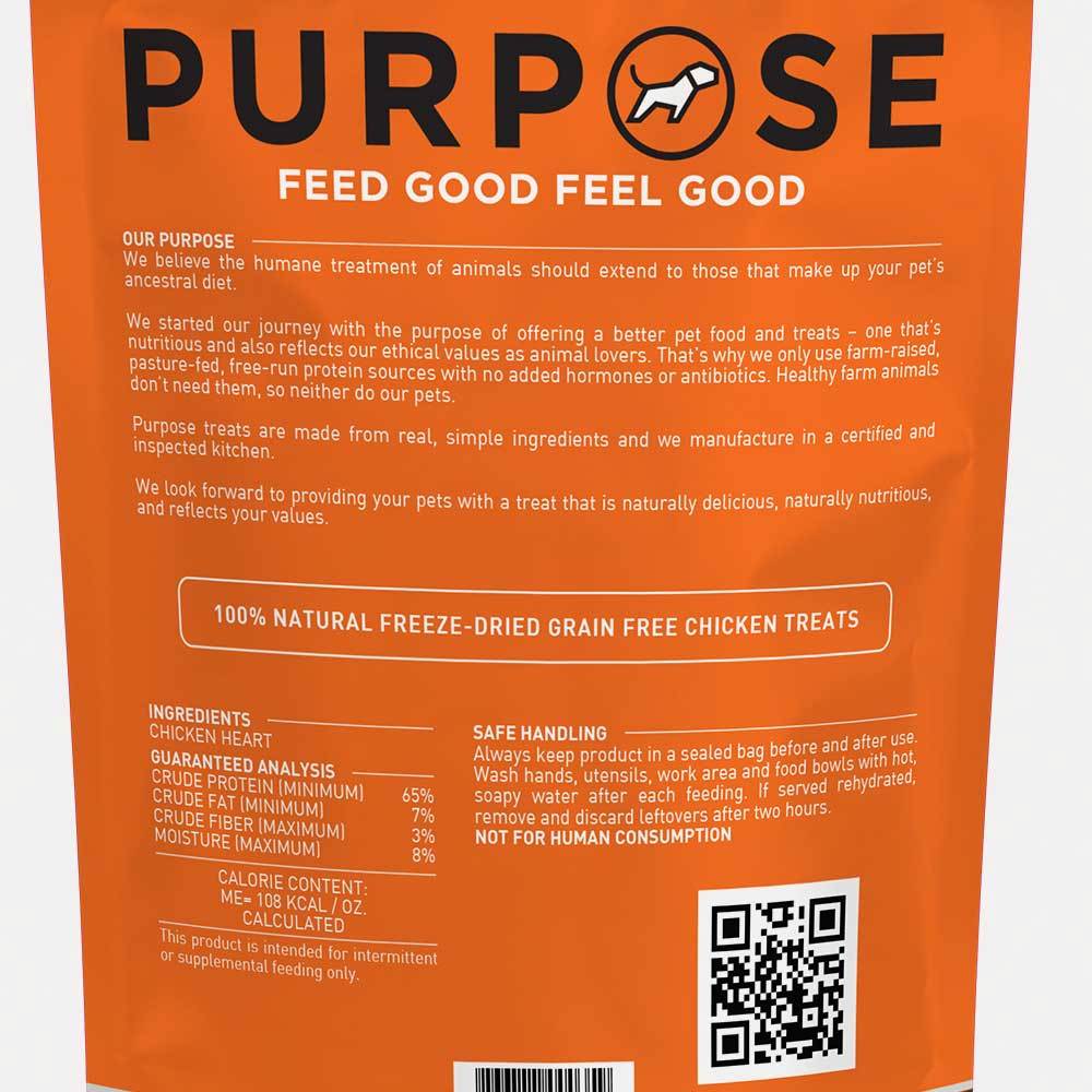 Chicken Heart Freeze-Dried Raw Dog Treats - PURPOSE PET FOOD